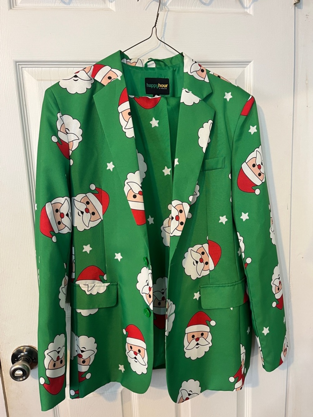 Happy Hour Green Santa Print Blazer and Pants